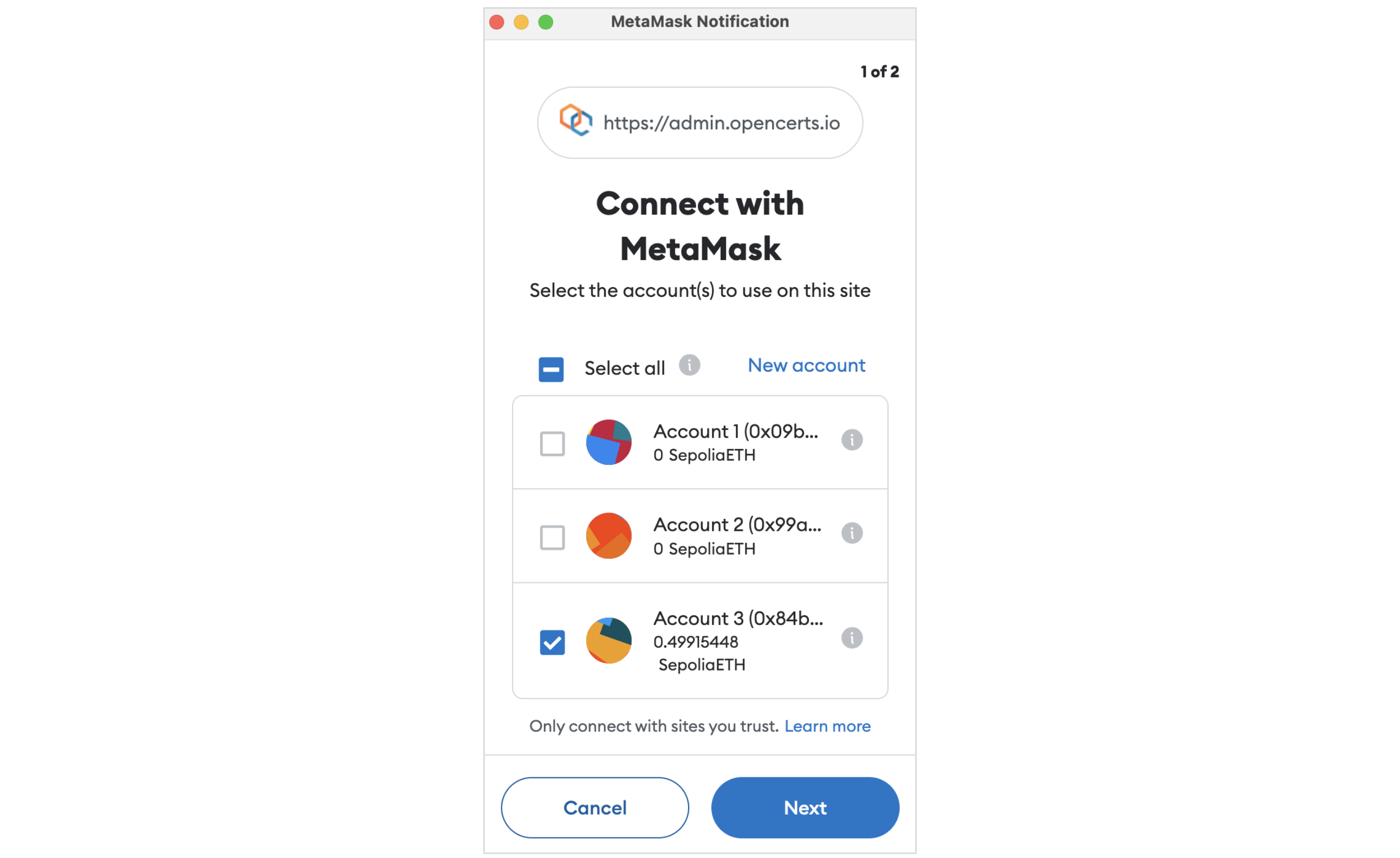 MetaMask Connection Request
