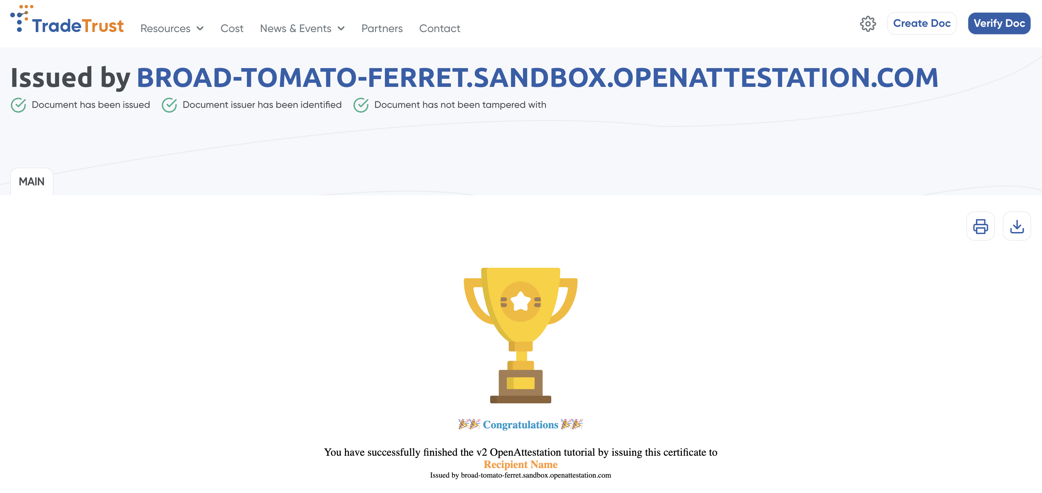 Successful verification